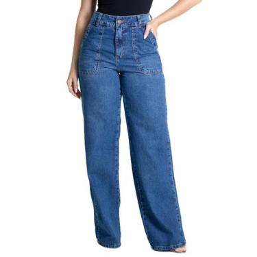 Imagem de Calça Jeans Sawary Wide Leg - 280923 - Azul medio 42, Azul, 42