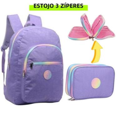 Imagem de Kit Mochila de Costas Com Estojo Juvenil Escolar 3 Cores - yepp, #2 RO
