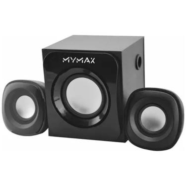 Imagem de Caixa de Som preta com Subwoofer 2.1 USB 7W RMS Mymax