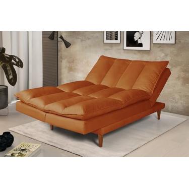 Imagem de Sofá-Cama Chaise Vancouver 3 Lugares Casal Reclinável com até 5 Posições Ajustáveis Revestimento em Suede Terracota