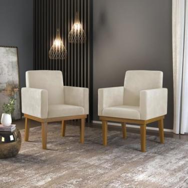 Imagem de Kit 02 Poltronas Decorativa Reforçada Oferta - Balaqui Decor Cor:bege