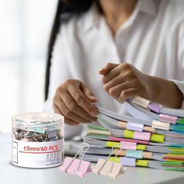 Imagem de Grampos de papel de escritório, 24/40/48/60 peças de grampos de papel para fichário, para material escolar de escritório (cor clara, 60 peças, 15 mm)