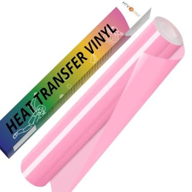 Imagem de Rolo de vinil rosa HTV - 30,5 cm x 3 m rosa bebê ferro em vinil para todas as máquinas de corte, rolos de vinil de transferência de calor para camisetas - Fácil de cortar e remover ervas daninhas para