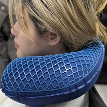 Imagem de Travesseiro em forma de U para viagem ao ar livre, travesseiro de pescoço de silicone para travesseiro cervical de soneca, travesseiro de avião autônomo em forma de U de longa distância, suporte de