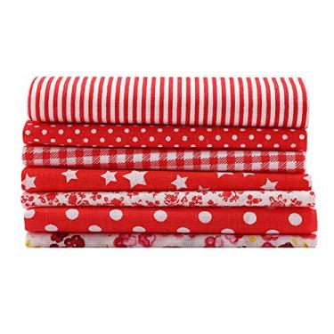 Imagem de ZJchao Folhas de Feltro, 7 Peças 50 * 50cm Tecido de Suprimentos Artesanais Vermelho/roxo/marrom para Artesanato Diy Costura Tecido de Algodão Quadrados (Série Vermelha)