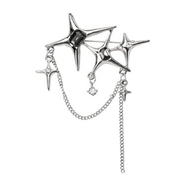 Imagem de Broche de segurança com correntes penduradas, pingentes decorativos punk gótico, broches, broche para suéter, vestido, saia, alfinetes, alfinetes, emo, Small, Metal, Sem Pedra Preciosa