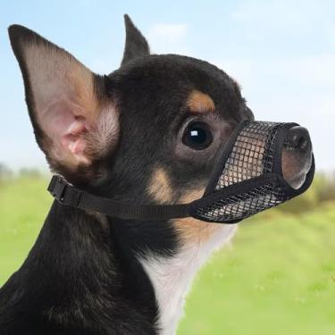 Imagem de Focinheira ajustável para cães para controle de mordida - design de malha macia permite respirar e beber, tamanho médio em preto