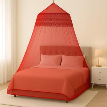 Imagem de Mosquiteiro Gigante Casal/Queen/King 15m Luxo Premium Volta ao Mundo com Abertura Lateral – Proteção Total e Elegância(vermelho,GIGANTE (CAMA QUEEN E KING))