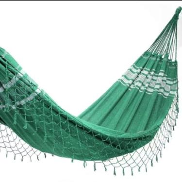 Imagem de Rede de Descanso Casal Pernambucana Artesanal 100% Algodão Reforçada com Renda em Macramê – Rede de Dormir Confortável para Varanda e Jardim(VERDE)