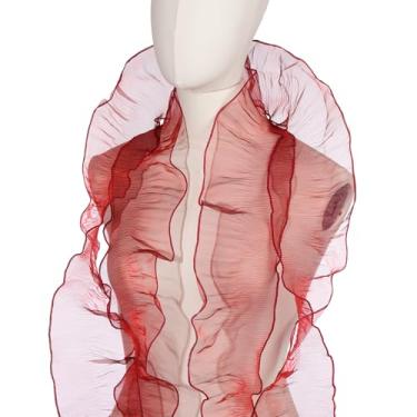 Imagem de PATIKIL Guarnições de renda com babados, 5 metros de tecido de organza retrô, acabamento de tule decorativo, borda de renda com babados para costura faça você mesmo, bolsa de vestido para aparar