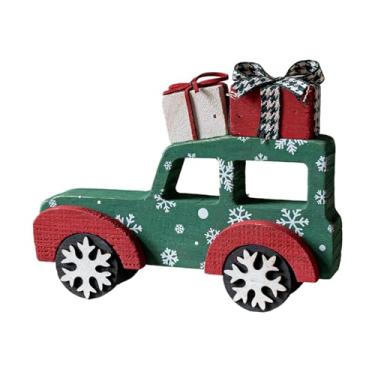 Imagem de KiBcsLic Enfeite de madeira para caminhão, decoração de Natal, decoração de mesa de Natal, peça central de mesa decorativa, presente de Natal para festa de de, Verde