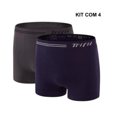 Imagem de Kit 4 Cuecas Boxer Anatomica Microfibra Sem Costura Trifil, P, Marinho