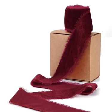 Imagem de Simplegoal Fita de veludo desgastada bordô para embrulho de presente 5 cm e 3 metros fita de veludo para decoração de Natal, buquê de flores, projetos de artesanato DIY