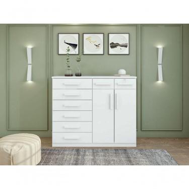 Imagem de Comoda Toronto 2 Portas 8 Gavetas Branco