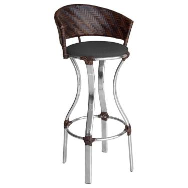 Imagem de Banqueta Alta Conforto De Alumínio E Fibra Sintética Pedra Ferro/preto