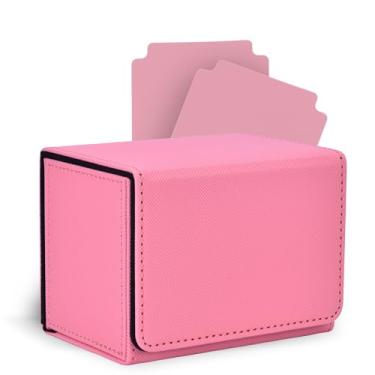 Imagem de Zettokete MTG Deck Box with 2 Dividers, Large Capacity Commander Deck Box Fits 80+ Double-Sleeved Cards, PU Leather Card Case Compatible with Magic Commander YuGiOh TCG CCG, Pink