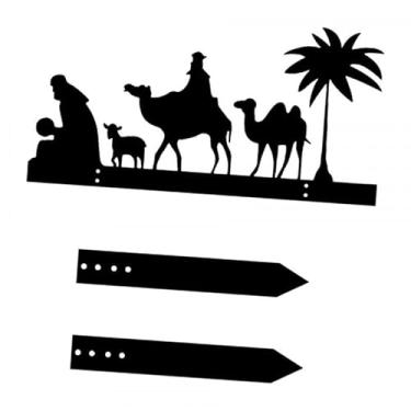 Imagem de XLWLLNJ Placa de jardim com silhueta de presépio, enfeite de presente, decoração de Natal versátil com estacas para gramado, quintal, pátio e Natal, Style a