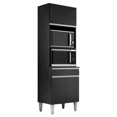 Imagem de Armário Paneleiro Torre Quente 2 Fornos Andréia Preto Fosco - Ajl
