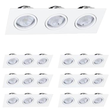 Imagem de Kit 7x Spot Embutir Triplo Face Plana Branco Quadrado LED Integrado 3000K 15W Bivolt