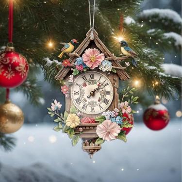 Imagem de Enfeites de Natal, relógio de cristal, enfeites de árvore de Natal feitos à mão, decoração de carro e casa - presentes de Natal, decoração de artesanato em acrílico, ideias de troca de presentes para