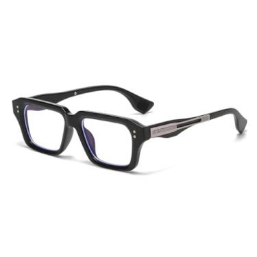 Imagem de VFDHN Óculos de sol retrô femininos, óculos de sol de leopardo com gradiente UV400, lentes transparentes, armação rebitada masculina (C8 fosco prateado e preto)