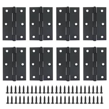 Imagem de BokWin Pacote com 8 dobradiças pretas de 7,6 cm, dobradiças pretas para móveis, portas, janelas, tampas e baús, aço inoxidável, operação suave e silenciosa, fácil instalação