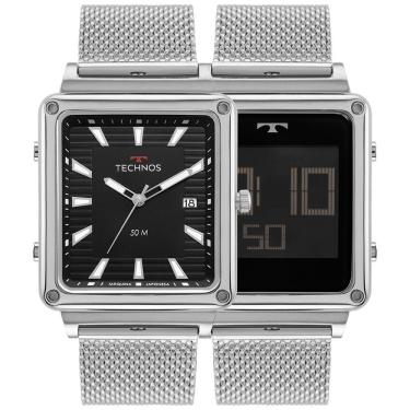 Imagem de Relógio Technos Masculino Curvas Digiana Prata - 1s13cw-1p 1s13cw-1p