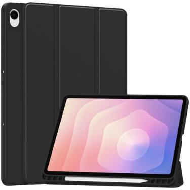 Imagem de YRH Capa para tablet Samsung Galaxy Tab S11 2025 28 cm, com suporte para caneta, hibernar/despertar automático, TPU macio, 11 polegadas (preto)