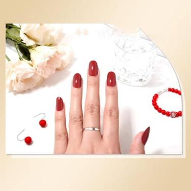 Imagem de Kits de decoração de unhas, cor sólida, conjunto de manicure oval curto reutilizável com cola de gelatina, mini lixa e bastão para acabamento de salão DIY em casa