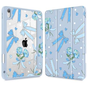 Imagem de Tuiklol Capa para iPad Air 13 (M3 2025 / M2 2024), porta-lápis Buit in com proteção de TPU à prova de choque, capa traseira transparente transparente com três dobras - capa para tablet despertar