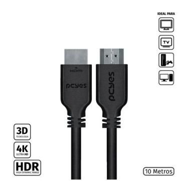 Imagem de Cabo Hdmi 2.0 4K 30Awg Puro Cobre 10 Metros - Phm20-10 - PCYES