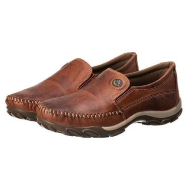 Imagem de Mocassim Masculino Couro Liso Confortável Dia a Dia - Campero, Marrom,