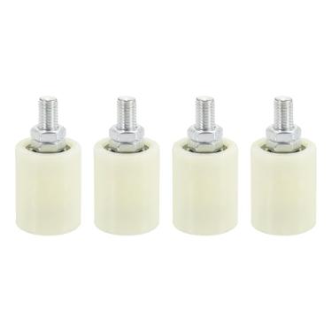 Imagem de PATIKIL Rolo de guia de portão deslizante de 5 cm x 4,6 cm, 4 peças de rolos de nylon ajustáveis para portão deslizante de varandas, quartos, banheiros, lojas, indústria, branco