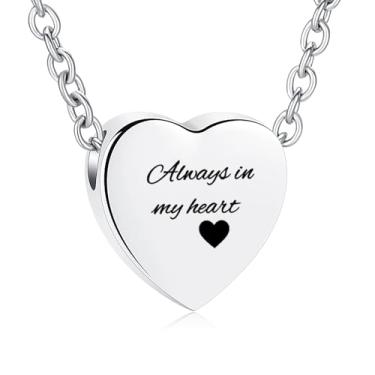Imagem de Oinsi Joias de cremação de coração para cinzas colar de urna para mulheres e homens, suporte de cinzas memorial, lembrança de aço inoxidável, pingente de urna para medalhões de cinzas humanas, Sem