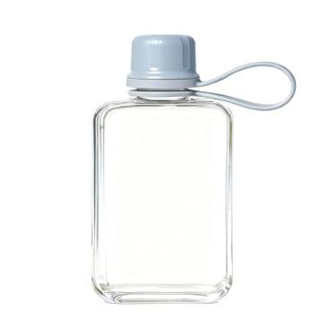 Imagem de Qusmeiyici Garrafa de água plana de viagem de 232 g/240 ml, livre de BPA, garrafa de água de plástico reutilizável Tritan quadrada para acampamento, fitness, esportes ao ar livre, cabe bolsa e bolso