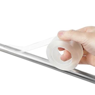 Imagem de XLIUAX Fita lisa para varão de cortina, capa transparente para varão de cortina de chuveiro, fita deslizante silenciosa para sala de estar, banheiro, cortinas de chuveiro, redução de ruído deslizante