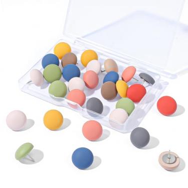 Imagem de Ouligay 30 peças de pinos decorativos divertidos coloridos bonitos pinos de quadro de avisos redondos tachinhas de resina reutilizáveis para quadros de cortiça, fotos, calendário, casa, escritório