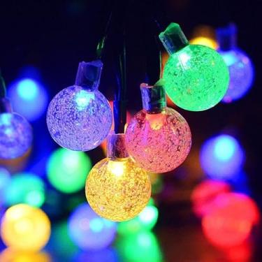 Imagem de 20 cordões de luzes LED com bolhas de cristal – Luzes globo coloridas de 3 metros para casamento, árvore de Natal, decoração de jardim (impermeável, interno/externo, sem bateria)