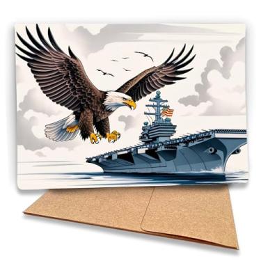 Imagem de Fava Bean Productions Cartão de incentivo de apoio militar (águia com design de porta-aviões) You are Strong and Steady, Thank You for Your Service, Missing You on Deployment - 545