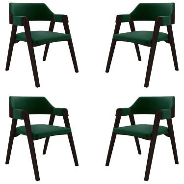 Imagem de Kit 4 Cadeiras Sala De Jantar E Jogos Carteados Madeira Maciça Poker Veludo Verde-tabaco G42 - Gran Belo