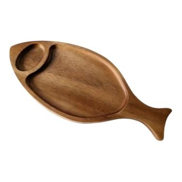 Imagem de Generic Bandeja de servir em formato de peixe, porta-frutas, balcão de cozinha, prato para salgadinhos, queijo, nozes, petiscos, travessa de madeira para