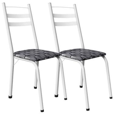 Imagem de Kit 2 Cadeiras Tubular America 061 Branco Assento Mosaico Silver Artef