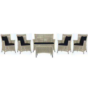 Imagem de Jogo Sofá 4 Poltronas E Mesa Igapó Preta E12 Trama Original Rami