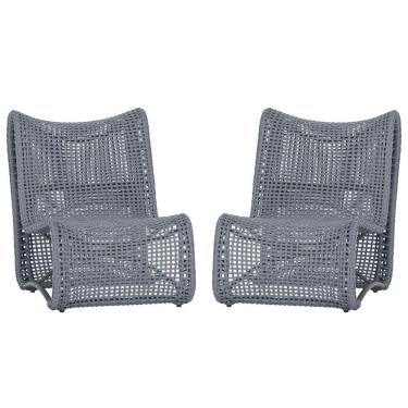 Imagem de 2 Cadeiras Poltronas Texas Corda Náutica Varanda Jardim Prata