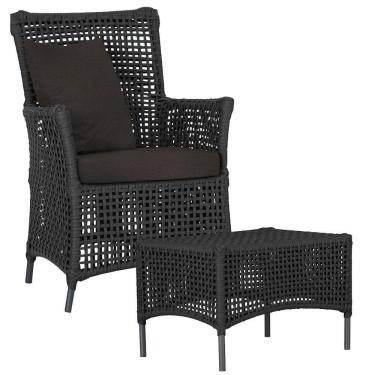 Imagem de Poltrona E Mesa Igapó Em Alumínio Preta Corda Náutica E9 Preto