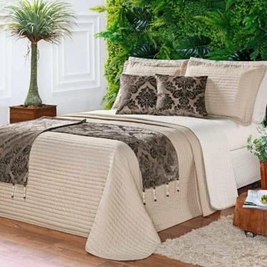 Imagem de Cobre Leito King Print Color Dupla Face Micropercal 200 Fios 8 Peças - Tabaco