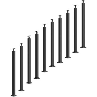 Imagem de 2 4 6 8 10 Pc Postes De Balaústre De Metal Preto, 28 36 44 50 58 Polegadas De Altura Sistema De Corrimão De Escada Para Interior Exterior Deck Varanda Escada Montagem, 10pc, H 73cm/28.7in