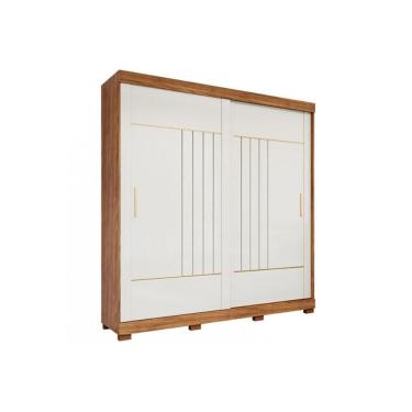 Imagem de Guarda Roupa Casal 2 Portas De Correr E 3 Gavetas C- Pés Ayla Cinamomo-off White - Panan