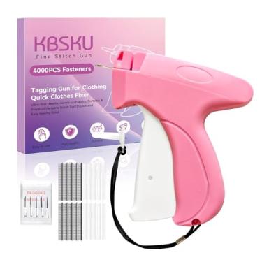 Imagem de Pistola de costura atualizada KBSKU para roupas - Pistola de etiquetagem para ferramenta de fixação rápida de roupas com 6 agulhas finas/2000 fixadores pretos e 2000 brancos, kit prático de costura