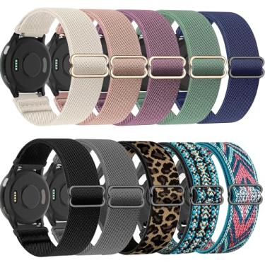 Imagem de ZOCOVIN Pacote com 10 pulseiras de relógio elásticas compatíveis com Garmin Vivoactive 5/Vivoactive 6, pulseiras esportivas de substituição de tecido elástico macio de 20 mm para Garmin Venu Sq 2